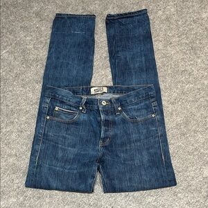 Naked & Famous Denim Menโs Dark Indigo Super Guy Slim Straight Selvedge Jeans